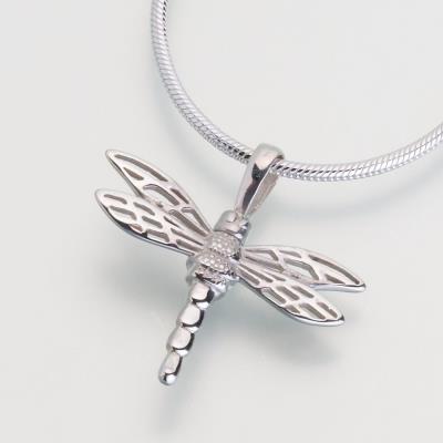 sterling silver small dragonfly cremation pendant necklace